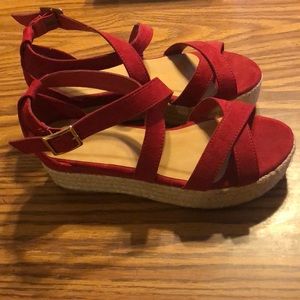 Red Platform Sandals